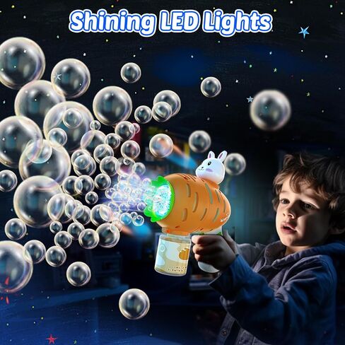 EagleStone Bubble Gun Machine 2 Pack for Kids Toddlers, 10 Hole Bunny Bubble Wand Blaster, Automatic Bubble Blower with LED Lights, Bubble Solution for Outdoor, Wedding Party Favor in Saudi Arabia