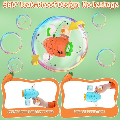 EagleStone Bubble Gun Machine 2 Pack for Kids Toddlers, 10 Hole Bunny Bubble Wand Blaster, Automatic Bubble Blower with LED Lights, Bubble Solution for Outdoor, Wedding Party Favor in Saudi Arabia