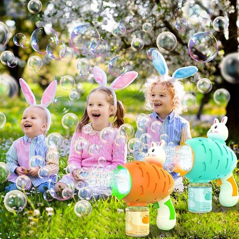 EagleStone Bubble Gun Machine 2 Pack for Kids Toddlers, 10 Hole Bunny Bubble Wand Blaster, Automatic Bubble Blower with LED Lights, Bubble Solution for Outdoor, Wedding Party Favor in Saudi Arabia
