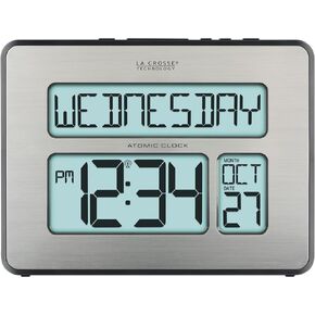 La Crosse Technology 513-1419BLv4-INT Backlight Atomic Full Calendar Clock with Extra Large Digits