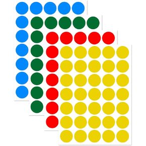 1400 Pack,1IN Round Colored Dot Stickers Labels - 4 Assorted Colors, for Office, School, Moving, Home(Red, Blue, Yellow, Green)