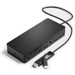 D6000 Universal Docking Station, USB 3.0 and USB C Single 5K or Triple 4K Display Docking Station with Two DisplayPort and HDMI for Windows and Mac (2DP, 1HDMI, 4USB3.0, 1Audio, 1USB C, 1Speaker Out)
