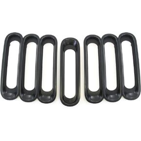 Red Hound Auto 7 Front Grille Inserts Guard 2007-2018 Compatible with Jeep Wrangler JK and Unlimited Black Grill Trim Cover