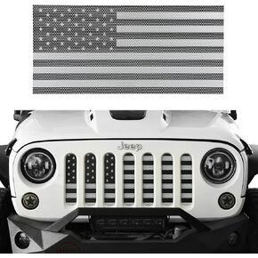 u-Box Wrangler Grill Insert Flag Mesh Grille Insert Bug Screen Deflector for 2007-2018 Jeep Wrangler JK & JKU Unlimited - Black & White