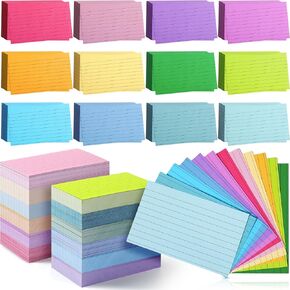 Ctosree 1440 Pcs Colored Index Cards 3 x 5 Inch Flash Cards for Studying Lined Study Note Cards with Printed Ruled on Both Sides for Studying Memory Learning School, 12 Colors(Morandi Color)