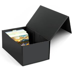 4X6 Index Card Holder, Index Card Storage Box 4 x 6 Inches, Fits 1200 Flash Cards - 1 Pack, Black