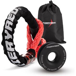 FieryRed Soft Shackle Kit with Snatch Ring, 1/2 Inch x 22 Inch (33000 LBS Breaking Strength) 4x4 Recovery Kit for Towing Truck, SUV, ATV, UTV