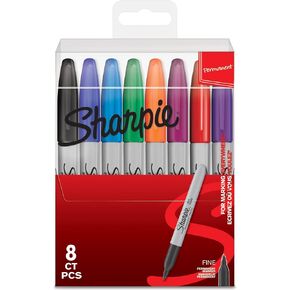 Sharpie Permanent Markers, Fine Point, Orange, Box of 12
