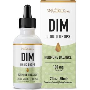 DIM Supplement Liquid Drops 100mg for Estrogen Balance for Women & Men | Hormone Balance, Menopause Supplements for Women, PMS Support & Antioxidant Support | Vegan, Non-GMO, Third-Party Tested