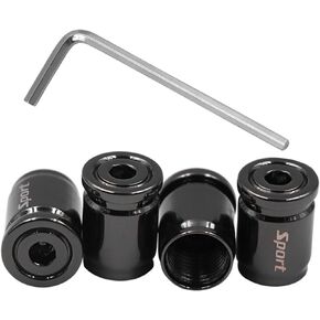 4PCS Locking Car Tire Valve Stems Caps, Anti-Theft Auto Wheel Valve Stem Covers with O Rubber Seal, Universal Stainless Tyre Air Stems Cover for Cars, Bicycles, Motorcycles (Black)