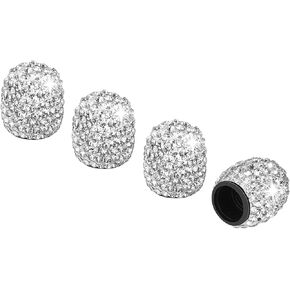 Bling Black Valve Stem Caps - tifanso Universal 4 Pack Tire Caps Dustproof Tire Valve Caps Crystal Rhinestone Car Bling Tire Valve Caps Bling Car Accessories for SUVs, Bikes, Trucks, Motorcycle