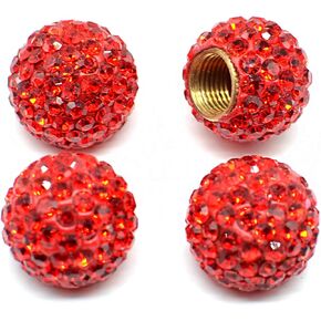 Car Wheel Tire Valve Caps, 4 Pack Crystal Rhinestone Car Tire Wheel Valve Stem Air Caps for Car Tire Accessories Universal for Cars, SUVs, Bicycle, Trucks and Motorcycles - White