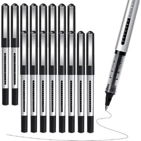 Rollerball Pen Fine Point Pens: 16 Pack 0.5mm Rollerball Pen, Extra Fine Point Pens Black Liquid Gel Ink Pen Set, Fine Tip Pens for Writing, Note Taking, Signature, Office, Journaling, School Supplies