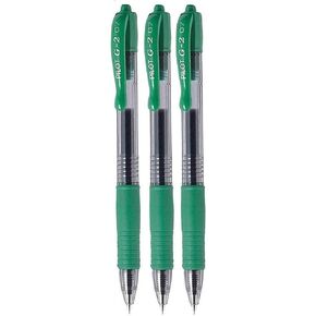 PILOT G2 Premium Refillable & Retractable Rolling Ball Gel Pens, 0.7mm Fine Point, Green, 3-Pack