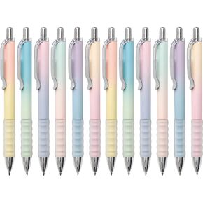 Gel Pens Medium Point 0.7mm Black Ink Gel Pen Retractable Cute Pens for Smooth Writing School Office Supplies, Pack of 12