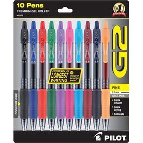 Pilot, G2 Premium Gel Roller Pens, Fine Point 0.7 mm, Purple, Pack of 2