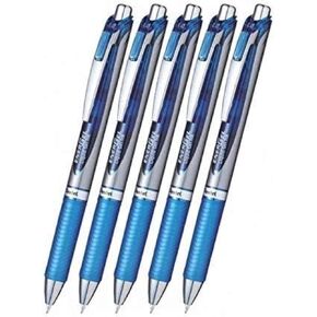 Pentel EnerGel Deluxe RTX Retractable Liquid Gel Pen,1.0mm, Midium Line, Metal Tip, Blue Ink-Value set of 5