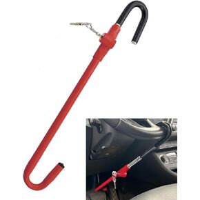 Steering Wheel Lock Anti-Theft Car Device, Dodomes Steering Wheel Pedal Brake Lock Retractable Hook Car Security Products Universal Fit Red