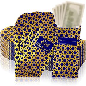 Jetec 48 Pcs Eid Mubarak Money Envelopes for Cash Gifts Eid Money Envelopes with Gold Foil Printing Design Ramadan Lucky Cash Currency Gift Card Holders for Kids Women Gifting Eid Decor (Black)