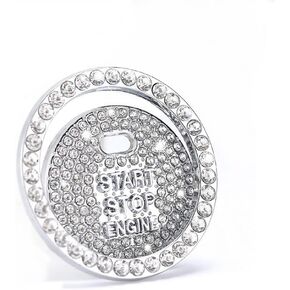 Bling Interior Accessories Fit for Mazda 2019-2021 Mazda 3 Mazda 6 CX5 CX9 CX-30 Ignition Button Start up Button Rhinestone Decoration Applique Ring Applique Cover (Ignition Button)