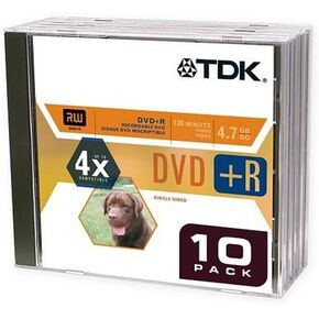 TDK DVD+R Blank Media with Jewel Cases (DVD+R47CBXS10TG, 4.7 GB, 4X Speed) in Saudi Arabia
