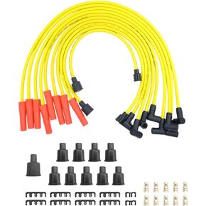 MAS 8mm Spark Plug Wire Compatible with GMC Chevrolet Ford SBC BBC Straight Boot Wires 305 307 327 350 400 396 402 427 454