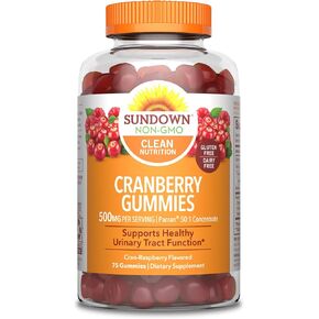 علكات التوت البري من صن داون، مكمل غذائي، يدعم صحة المسالك البولية، 500 مجم، بنكهة التوت البري، 75 قطعة in Kuwait