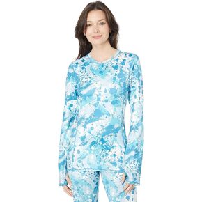 Hot Chillys Women's Micro-Elite Chamois Printed Crewneck Midweight Body Fit Base Layer