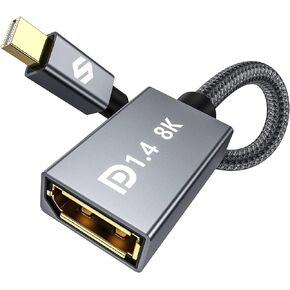 Silkland 8K Mini DisplayPort to DisplayPort 1.4 Adapter, 8K@60Hz 4K@144Hz Mini DP to DP Adapter, HDR, DSC1.2, G-Sync FreeSync, Mini DP [Thunderbolt 2] Gaming Laptop, MacBook, iMac, Monitor, VR