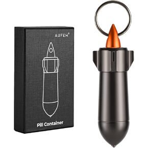 Small Pill Case Waterproof Keychain Pill Box Portable Single Chamber Aluminum Alloy Pill Container EDC Gadgets for Pocket or Purse (Gray)