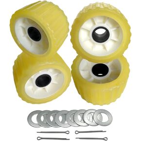 3" Width x 5" OD Boat Trailer Poly Ribbed Wobble Rollers Mounting Hole Diameter 1-1/8 inch