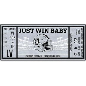 FANMATS 23132 Las Vegas Raiders Ticket Design Runner Rug - 30in. x 72in. | Sports Fan Area Rug, Home Decor Rug and Tailgating Mat