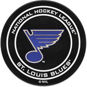 FANMATS 10594 St. Louis Blues Hockey Puck Shaped Rug - 27in. Diameter, Hockey Puck Design, Sports Fan Accent Rug - "Music Note" Primary Logo