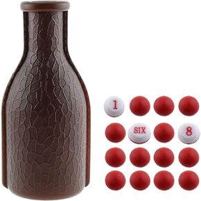 Billiard Pool Shaker Brown Plastic Kelly Pool Shaker Pea Bottle w/ 16pcs Red-White Tally Ball Peas