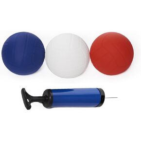 Roundnet Game Ball Replaceable Competitive Balls Mini Volleyball 3-Pack (Red,White,Blue) with Pump
