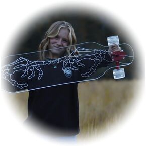 40 inchGhost Platypus Clear Longboard with Skeleton Fingers Design