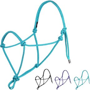 Harrison Howard Rope Halter for Horses Super Sturdy Horse Rope Training Halter with 2 Knot 1/4" Stiff Halter Cord Size Small - Black in Kuwait