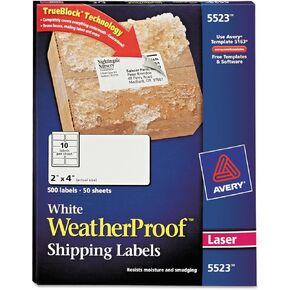 Avery 5523 Wthrproof Mailing Labels, Address, 2-Inch x4-Inch, 500/PK, WE