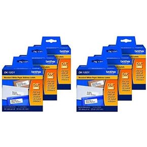 Brother Genuine DK-1201 6-Pack Die-Cut White Paper Standard Address Labels for QL Printers, 1.1" x 3.5" (29mm x 90.3mm) Individual Label Size, 2,400 Total Labels