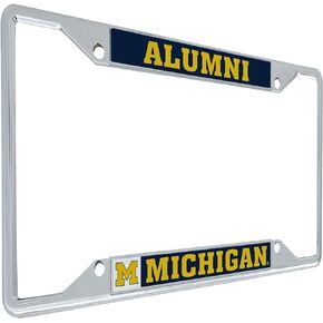 University of Michigan License Plate Frame Wolverines UM U of M Go Blue Hail Metal License Plate Frame for Front or Back of Car Officially Licensed (Alumni) in Saudi Arabia