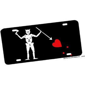 لوحة ترخيص من الألومنيوم بعلم القراصنة باللون الأسود in Kuwait