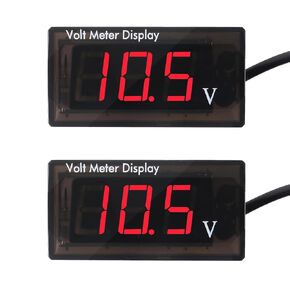 2PCS DC 12V Car Digital Voltmeter Gauge, DC 5-28V Waterproof LED Display Motorcycle Voltmeter Power Energy Volt Meter Gauge for Motorcycle Vehicle Battery Voltage Monitor (Red)