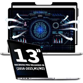 Removable Vacuum Adsorption Screen Privacy Film for Macbook Pro 13 Inch(2016-2022, M1, M2)/Macbook Air 13 In(2018-2021, M1), Anti-Spy/Anti Fingerprint/Anti Blue Light/Anti-Glare/Bubble Free