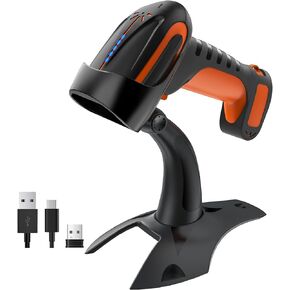 Tera Barcode Scanner Wireless 2D QR: Pro Version All New Battery Level Indicator 2500mAh Industrial Drop-Proof 1D 2D QR Bar Code Reader Works with Bluetooth 2.4G for Windows Mac Android iOS 8100Pro