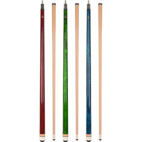 ASKA Set of Wrapless 2-Piece Billiard Pool Cue Sticks L3, 58" Hard Rock Canadian Maple, 13mm Hard Leather Tip, Mixed Weights and Colors