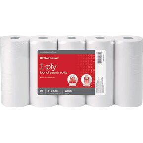 Office Depot 1-Ply Paper Rolls, 3in. x 128ft, White, Pack of 10, 109023