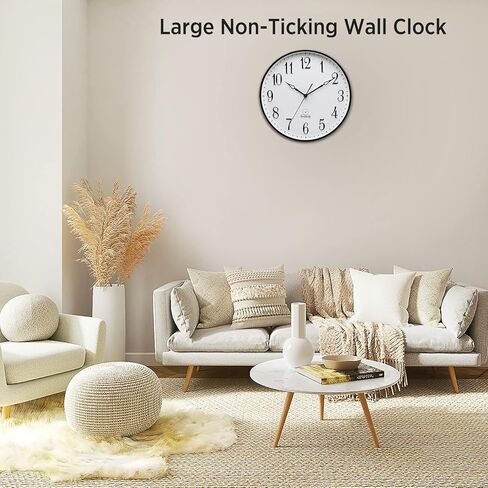 ساعة حائط كبيرة جدًا مقاس 13.5 بوصة من DreamSky لديكور غرفة المعيشة - ساعات حائط كبيرة صامتة غير موقوتة تعمل بالبطارية للمطبخ وغرفة النوم والمكتب والفصول الدراسية سهلة القراءة in Kuwait