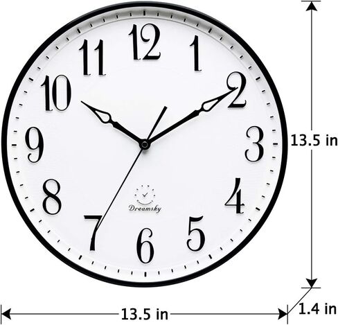 ساعة حائط كبيرة جدًا مقاس 13.5 بوصة من DreamSky لديكور غرفة المعيشة - ساعات حائط كبيرة صامتة غير موقوتة تعمل بالبطارية للمطبخ وغرفة النوم والمكتب والفصول الدراسية سهلة القراءة in Kuwait