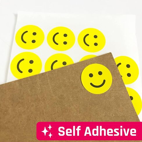 600 عبوة، ملصقات وجه مبتسمة Happy Smile مقاس 1 بوصة، أصفر in Kuwait