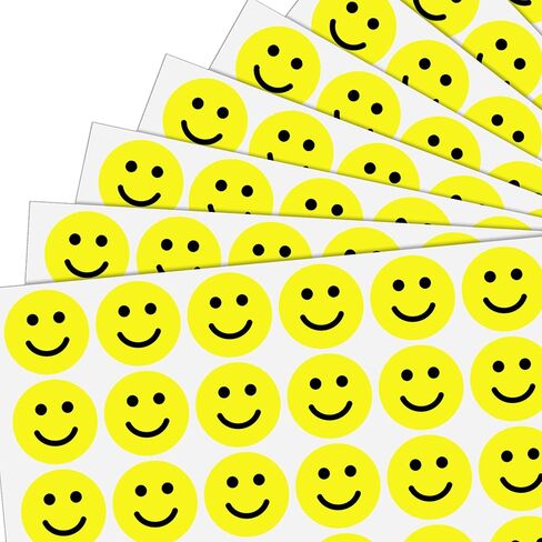 600 عبوة، ملصقات وجه مبتسمة Happy Smile مقاس 1 بوصة، أصفر in Kuwait